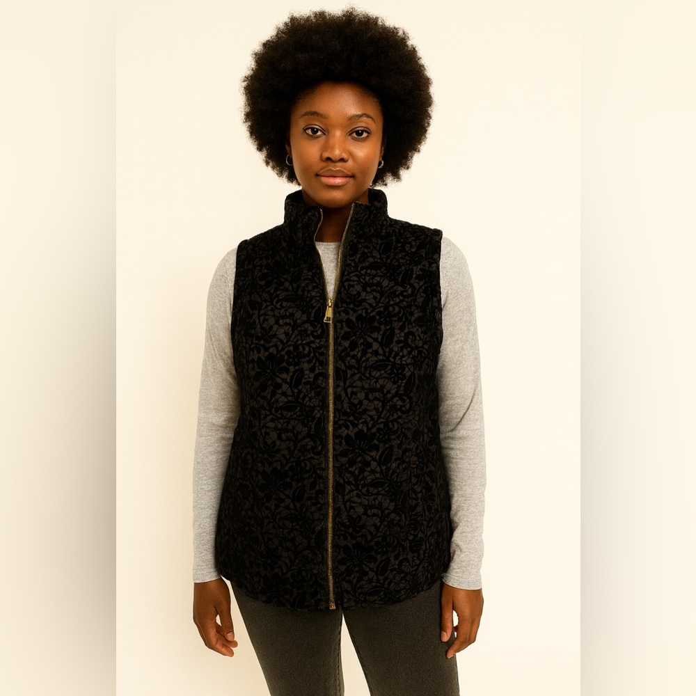 KENNETH COLE Black Floral Women's Vest